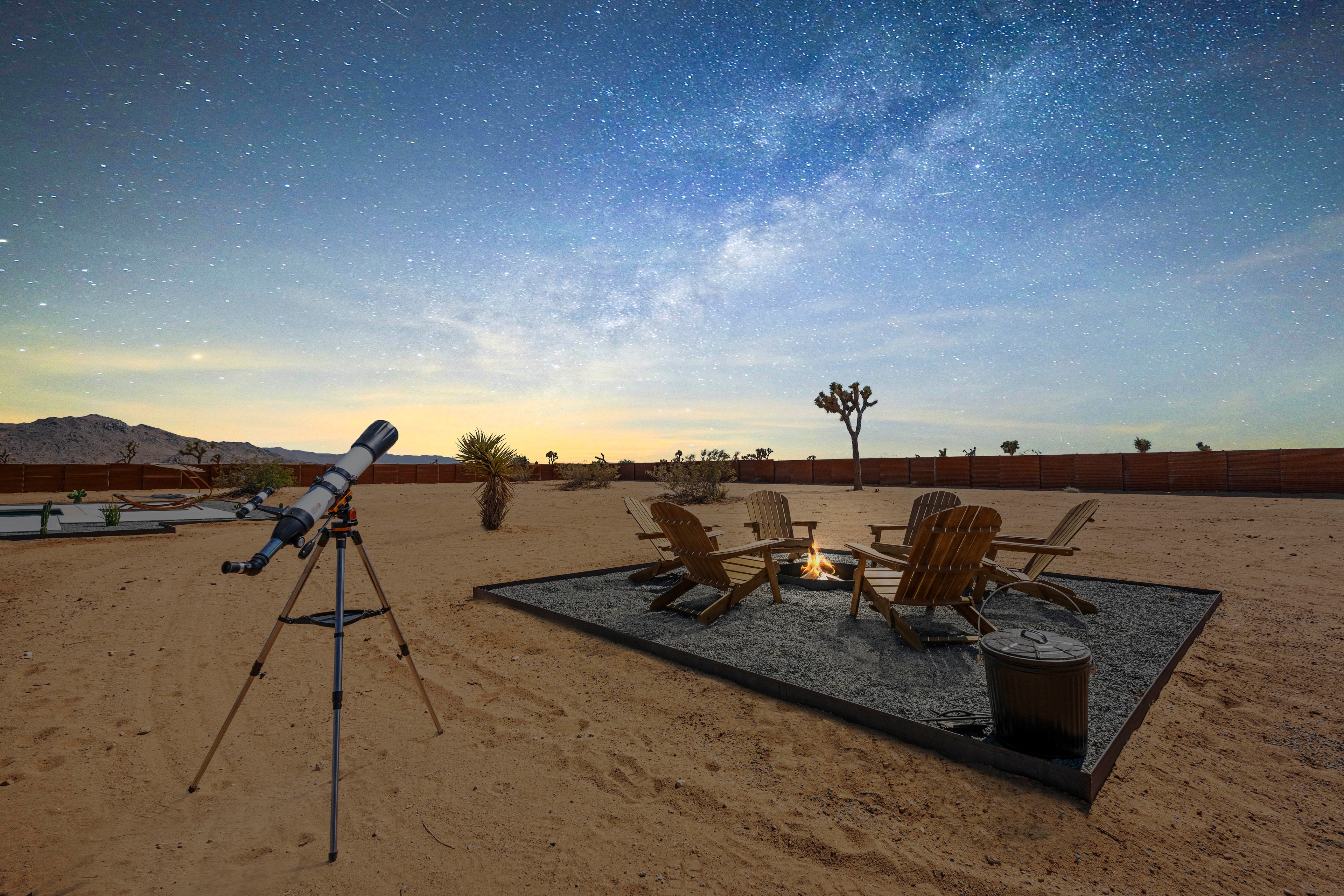 Starry night sky over the desert