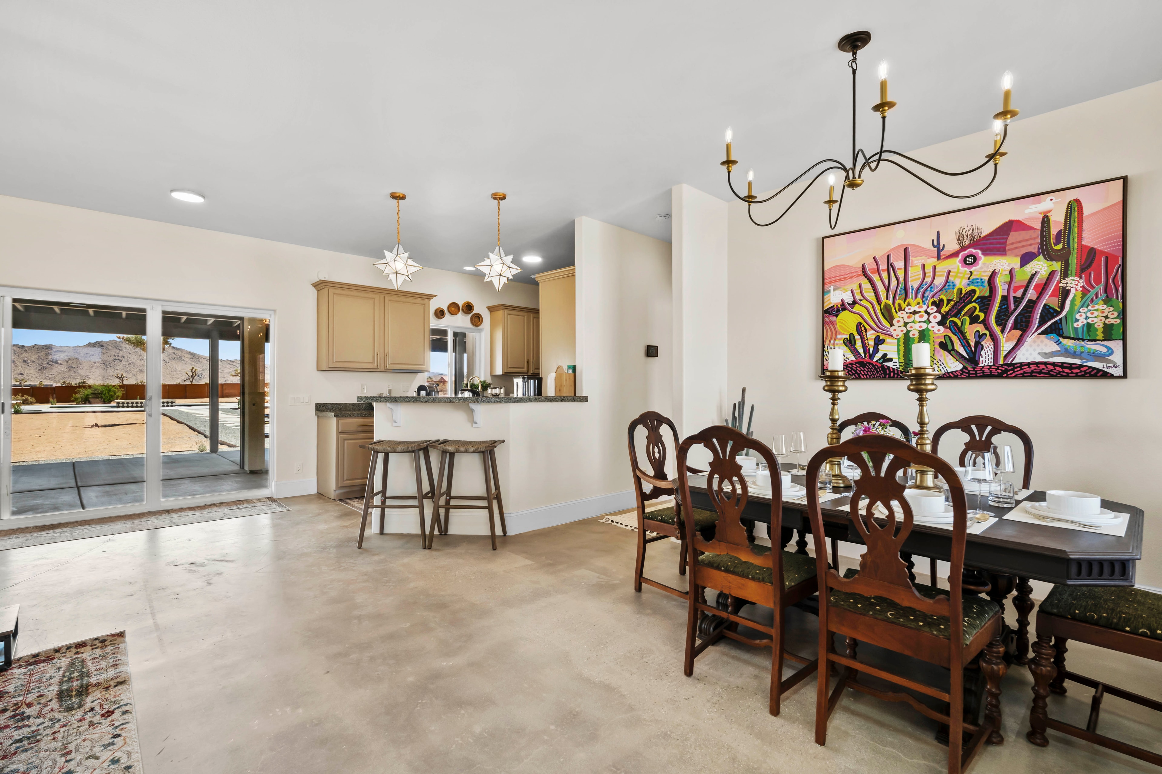 Fully equipped kitchen and dining area at Waning Moon Ranch